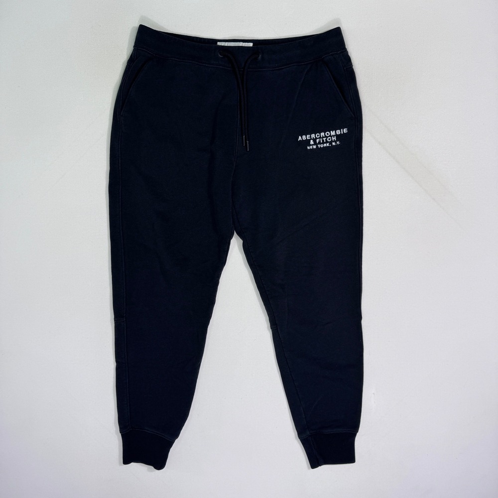 Abercrombie & Fitch Womens Black Soft Fleece Joggers Sweatpants Medium Logo AF